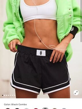 Free People Black Combo Athletic Shorts with White Trim